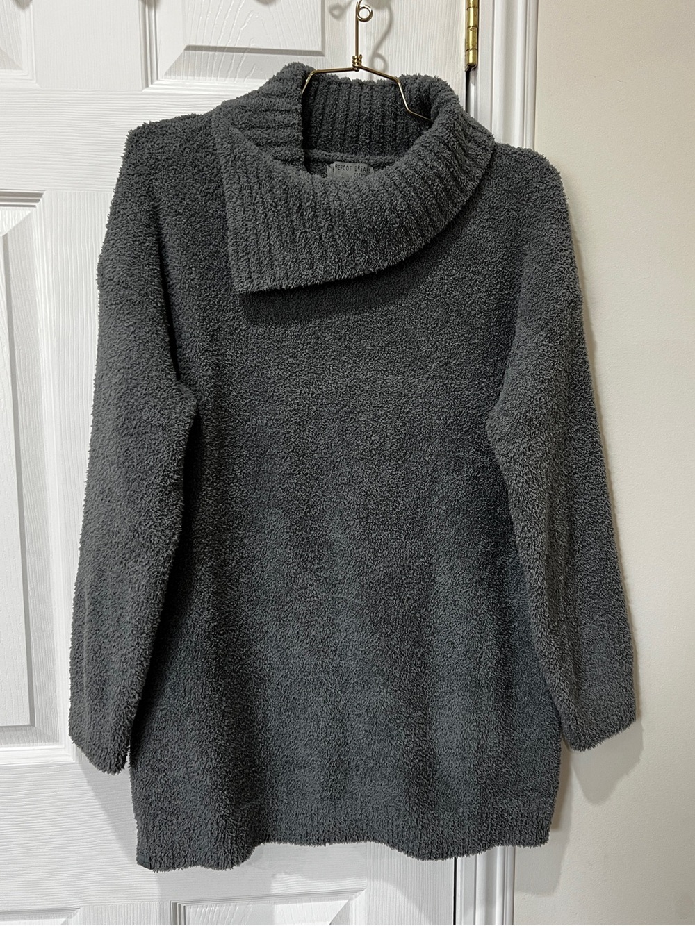 Barefoot Dreams CozyChic Cowlneck Tunic Sweater Steel Blue Gray Size Large Comfy
